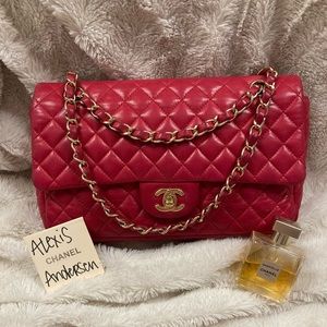 ❌SOLD❌CHANEL medium single flap pink / raspberry LGHW
